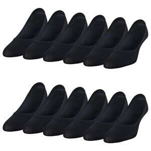 6 Pair PEDS Women's Lightweight Low Cut No Show Socks - Black - Size 9-11